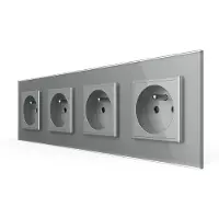 Livolo Wandcontactdoos | Grijs | 4-voudig Franse Stopcontact | .nl