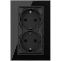 Livolo Wandcontactdoos | Dubbel zwart Stopcontact | 1 inbouwdoos | .nl