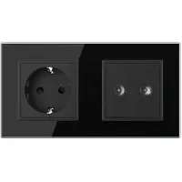 Livolo | Zwart | SR+SR | Wandcontactdoos | TV | TV