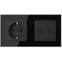 Livolo | Zwart | SR+SR | Wandcontactdoos | Netwerk | Telefoon - Bekijk
