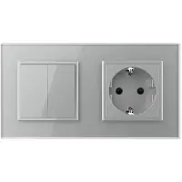 Livolo Wipschakelaar | Dubbel | Wandcontactdoos | Grijs | Aan/Uit |