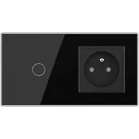Livolo Wandcontactdoos | France | Schakelaar | Aan/Uit | | Zwart