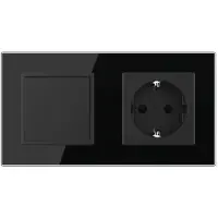 Livolo | Zwart | 1+SR | Puls | Wipschakelaar met wandcontactdoos -