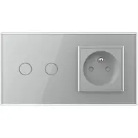 Livolo | Grijs | 2+SR | Aan/Uit | Schakelaar met wandcontactdoos |