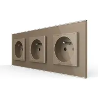 Livolo Wandcontactdoos | Goud | 3-voudig Franse Stopcontact | .nl