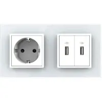 Livolo | Wit | SR+SR | Wandcontactdoos | USB + USB oplader - Bekijk