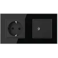 Livolo | Zwart | SR+SR | Wandcontactdoos | TV aansluiting | Blindplaat