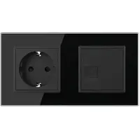 Livolo | Zwart | SR+SR | Wandcontactdoos | Telefoon | Blindplaat -
