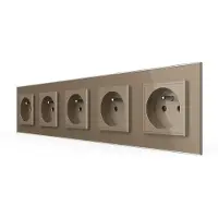Livolo Wandcontactdoos | Goud | 5-voudig Franse Stopcontact | .nl