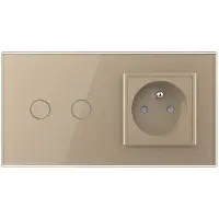 Livolo | Goud | 2+SR | Aan/Uit | Schakelaar met wandcontactdoos |