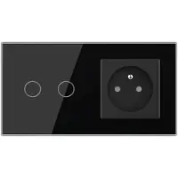 Livolo | Zwart | 2+SR | Aan/Uit | Schakelaar met wandcontactdoos |