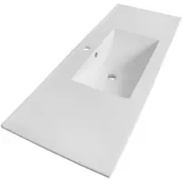 Saniclass Vygo Meubelwastafel - 121x2x46cm - overloop - 1 wasbak - 1 kraangat - keramiek - glans wit
