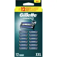 Gillette - Mach3 scheermesjes voor mannen - Blauw/Zwart - 12 stuks