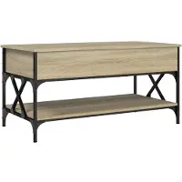 vidaXL Salontafel 100x50x50 cm bewerkt hout en metaal sonoma eiken