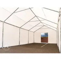 TOOLPORT Opslagtent 4x6 m met ritssluitingen - 2,0m zijwandhoogte, PVC 800, met grondframe, wit