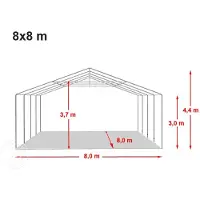 TOOLPORT Tenthal 8x8 m, PRIMEtex zeil, grijs, zonder statica