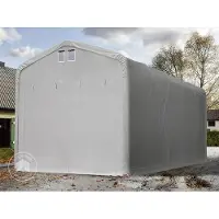 TOOLPORT Garagetent 5x20 m met ritssluitingen - 4,1x3,5m ingang - 4,0m zijwandhoogte, PRIMEtex 2300, grijs, met statica - bodem aarde
