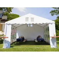 TOOLPORT Partytent 4x14 m - 2,6m doorloop, PVC 800, met Grondframe, wit