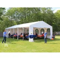 TOOLPORT Partytent 5x10 m, PVC 800, met Grondframe, wit