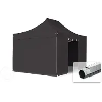 TOOLPORT 3x4,5 m Easy up partytent PVC met zijwanden, PROFESSIONAL alu 40mm, zwart