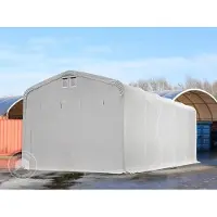 TOOLPORT Tenthal 5x10 m, PVC zeil, grijs, met statica (beton)