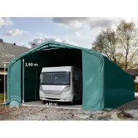 TOOLPORT Garagetent 6x12 m met ritssluitingen - 4,1x2,9m ingang - 2,6m zijwandhoogte, PRIMEtex 2300, donkergroen, met statica - bodem aarde