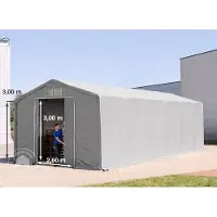 TOOLPORT Tenthal 6x12 m, PVC zeil, grijs, met statica (aarde)