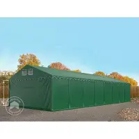 TOOLPORT Opslagtent 5x20 m met ritssluitingen - 2,6m zijwandhoogte, PVC 800, met grondframe, donkergroen, met statica - bodem beton