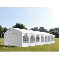 TOOLPORT Partytent 5x16 m - 2,6m doorloop, PVC 800, met Grondframe, wit