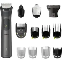 Philips Multifunctionele trimmer MG7925/15, Serie 7000, Grijs, 0,5 mm, 2 cm, 0,2 mm, Geschikt voor baard, oren, neus, Werkt op batterijen