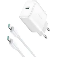 JOYROOM 30W Snellader Set - Oplader Inclusief USB C naar USB C kabel - 1 meter - Wit
