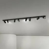 Orion Plafondspot Sean, zwart, 8-lamps, staal, aluminium, GU10 dimbaar, zwart, Woon-/ Eetkamer, Aluminium, Modern, halogeen spot