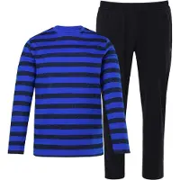 Men Plus Pyjama lang kobaltblauw / zwart