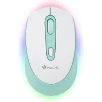 NGS SMOG MINT-RB, Geschikt voor zowel rechtshandigen als linkshandigen, Optisch, Draadloos (RF) + Bluetooth, 2400 DPI, Mintgroene kleur, Wit