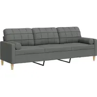 vidaXL 3-zitsbank met sierkussens 210 cm stof donkergrijs