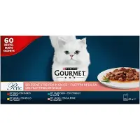 Gourmet Perle mini filets in saus met kip, met rund, met konijn, met zalm 60x85g kattenvoer