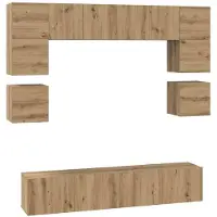 vidaXL Tv-meubelset 8 st Artisan Eiken Bewerkt hout