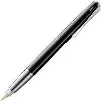 Lamy Studio Premium vulpen 068 van roestvrij staal met hoogwaardige zwarte lakafwerking en 14 kt. gouden penpunt in extra fijn (EF), propellervormige clip, incl. T 10 inktpatroon blauw