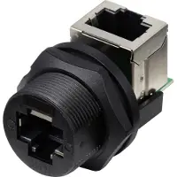 TRU COMPONENTS TC-E13T-FR6-PRF-90 RJ45-bus naar bus (90°) aan de achterkant gemonteerde bus IP67 (met schroefdraad) TC-