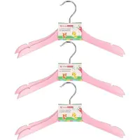 Storage solutions Stevige kledinghangers voor kinderen 12x stuks hout - Lichtroze klerenhangers