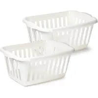 PlasticForte Wasmand - 2x - wit - kunststof - 40 liter - 60 x 40 x 26 cm - manden voor wasgoed - huishouden - opbergmand