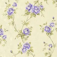Profhome Bloemen behang 372265-GU vliesbehang licht gestructureerd met bloemen patroon mat purper groen crèmewit 5,33 m2