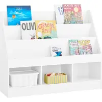 SoBuy Montessori Boekenkast KMB118-W voor kinderen, wit, 100x80x30 cm