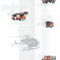 Profhome Kinderbehang 358131-GU vliesbehang glad met kinder patroon glanzend rood zwart grijs wit 5,33 m2