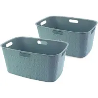 Curver Softex Wasmand - 45 liter - Set van 2 - 57x37x27cm - Blauw