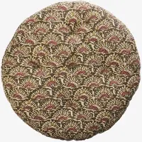 Madam Stoltz - Rond stoelkussen met Indiase print - 45 cm - groen, roze, mosterd