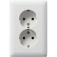 Gira System 55 wandcontactdoos dubbel RA inbouw Glanzend wit
