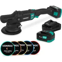 Vonroc PRO Excentrische Polijstmachine 20V – Ø 150mm | Incl. 2x 4.0Ah Accu’s, snellader en 5 polijstschijven
