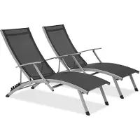 Garden Point Set van twee antracietkleurige ligbedden Salto