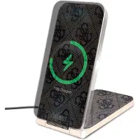 GUESS - 4G - Pattern MagSafe opvouwbare 2in1 15W inductieve oplader - bruin